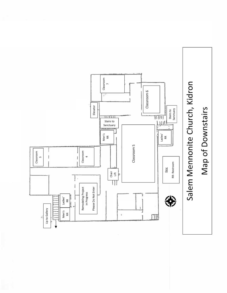 Salem (Kidron) Church Downstairs Map